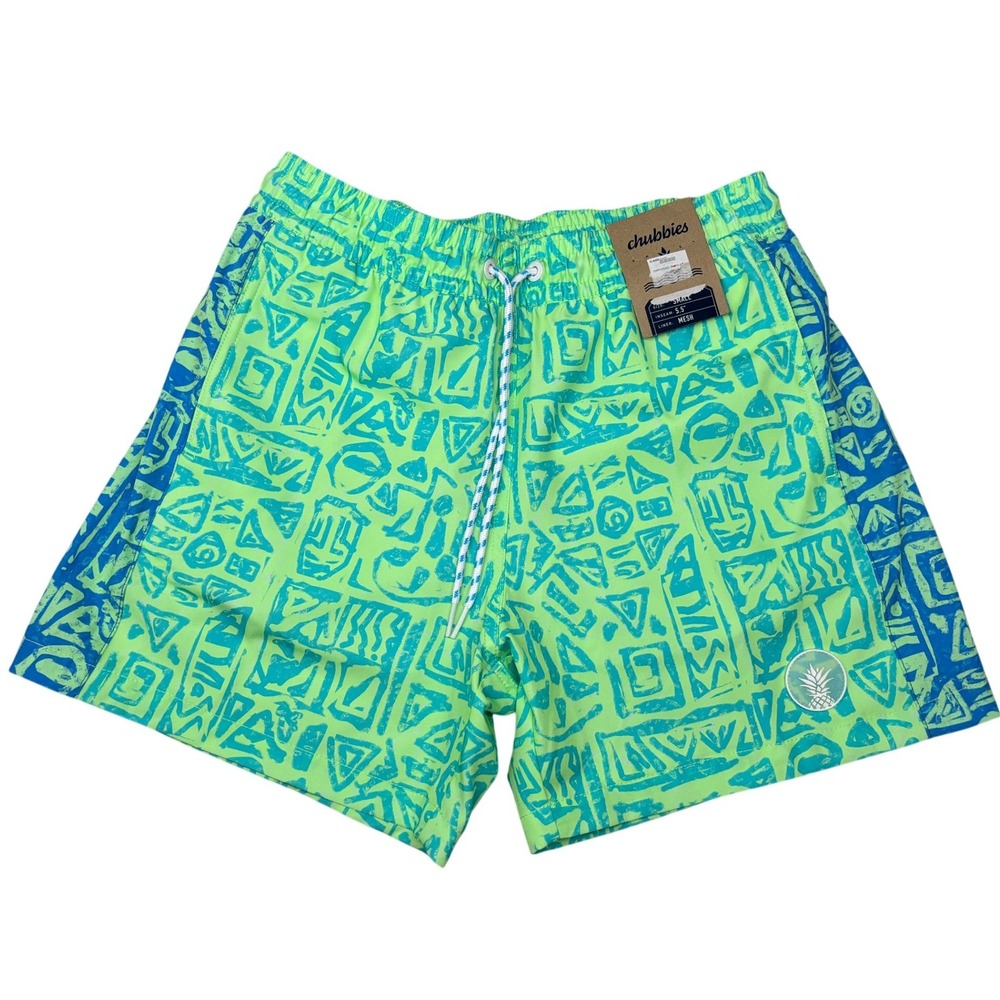 Chubbies Swim Trunks Men S Neon Green Blue The Shakedowns 5.5" Inseam NWT